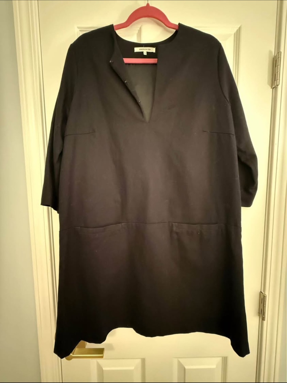 Emerson Fry Black V-Neck Shift Top, NWOT